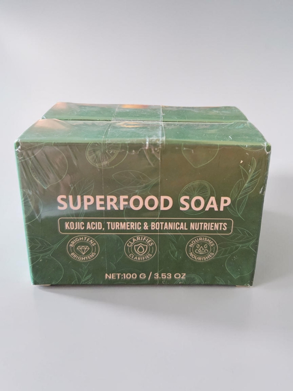 2 Bars Of Superfood Soap with Kojic Acid & Turmeric - Green 100g/3.53oz Per Bar
